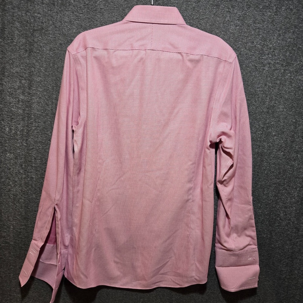Charles Tyrwhitt Dress Shirt Red White Check Non Iron Extra Slim 16 / 34 French - Picture 10 of 11